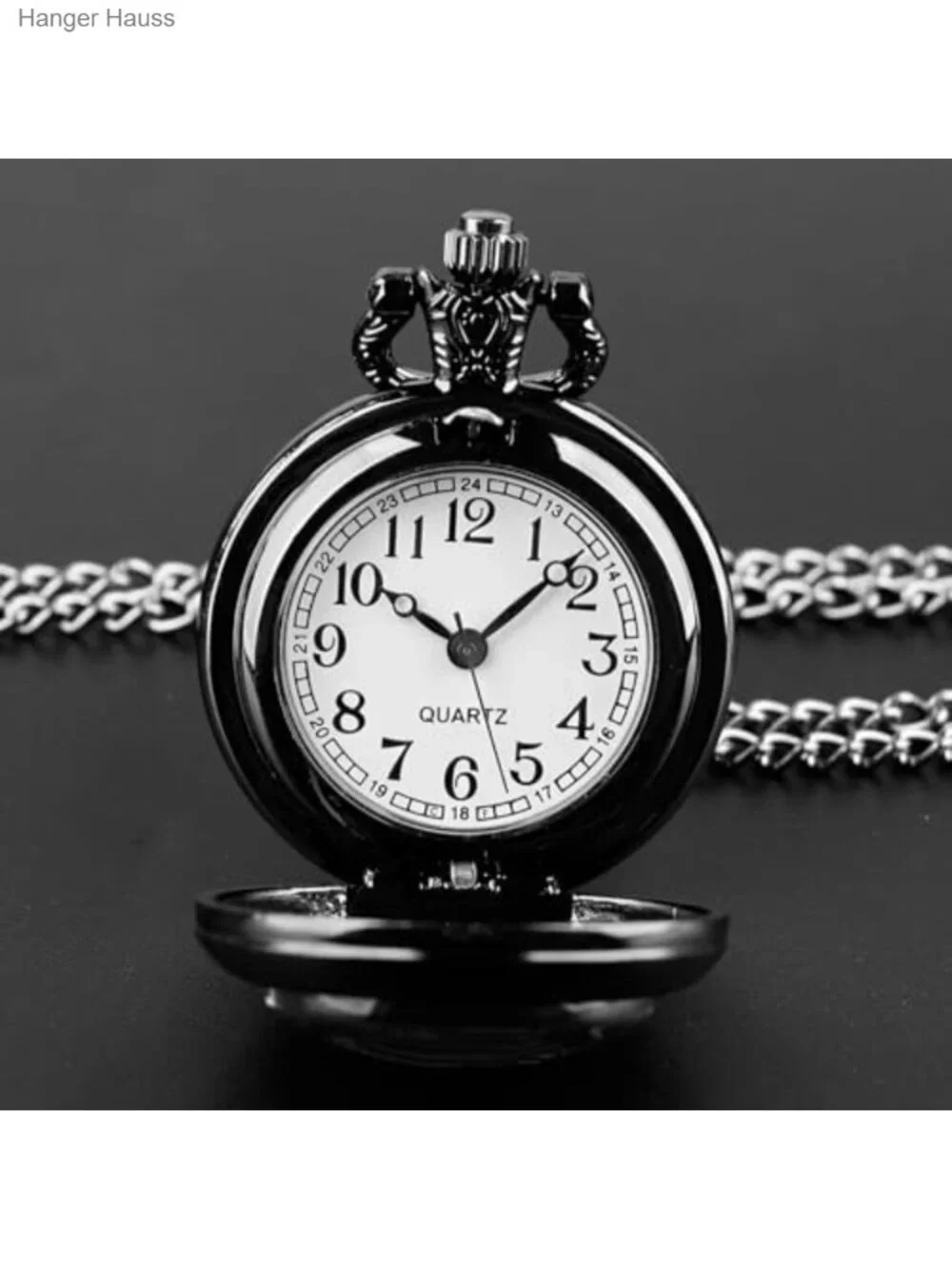 Graphic Design Quartz Pocket Watch with Chain and Gift Box